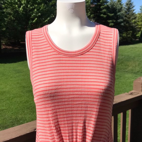 Lucky Brand Twist Top Ribbed Tank Top in Orange Coral Stripe L - Picture 8 of 16